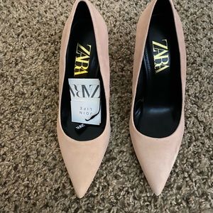 Zara nude suede heels. Size 37 in Zara or 6.5